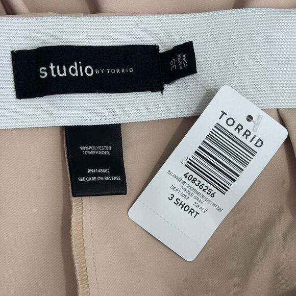 Torrid Wide Leg‎ Studio Refined Pants 3 Short Crepe Knit Neutral Quiet Luxury 3X - Picture 10 of 13